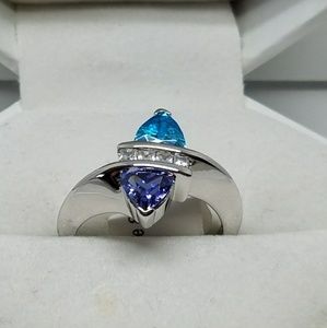 Tanzanite and Blue Topaz Cz Ring